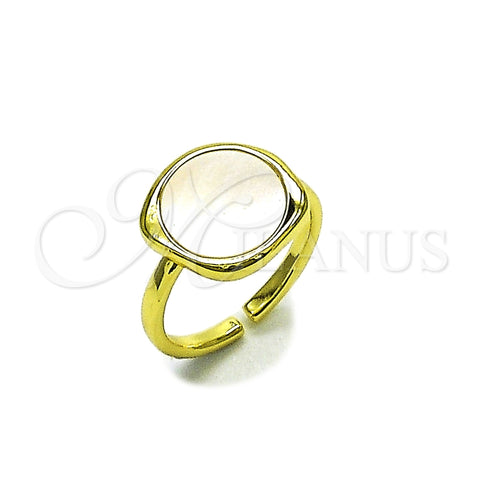 Anillo Multi Piedra 01.381.0013 Oro Laminado, con Madre Perla Marfil, Pulido, Tono Dorado (Talla Unica)