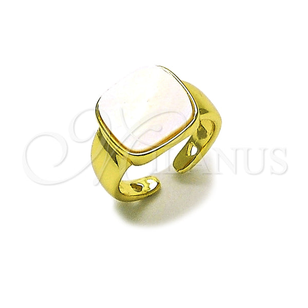 Anillo Multi Piedra 01.381.0014 Oro Laminado, con Madre Perla Marfil, Pulido, Tono Dorado (Talla Unica)