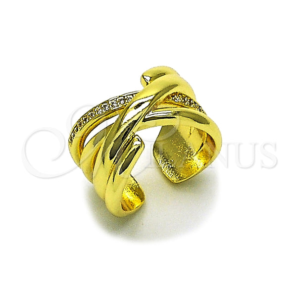 Anillo Multi Piedra 01.381.0015 Oro Laminado, con Micro Pave Blanca, Pulido, Tono Dorado (Talla Unica)