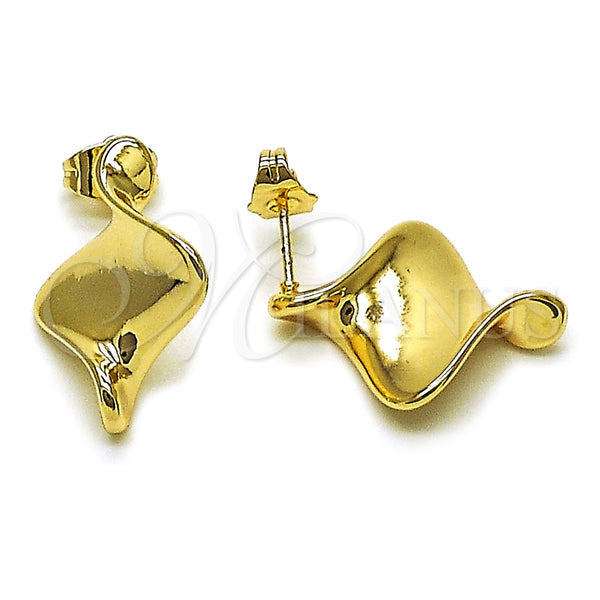 Arete Dormilona 02.413.0005 Oro Laminado, Diseño de Torcido, Pulido, Tono Dorado