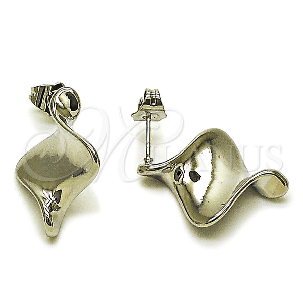 Arete Dormilona 02.413.0005.1 Rodio Laminado, Diseño de Torcido, Pulido, Rodinado