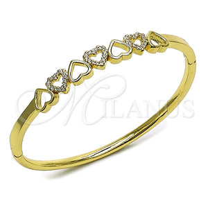 Aro Individual 07.413.0007.04 Oro Laminado, Diseño de Corazón, con Micro Pave Blanca, Pulido, Tono Dorado (Grosor 07.2 MM, Talla 4 (2,25 de Diámetro))