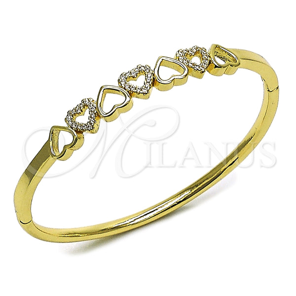 Aro Individual 07.413.0007.04 Oro Laminado, Diseño de Corazón, con Micro Pave Blanca, Pulido, Tono Dorado (Grosor 07.2 MM, Talla 4 (2,25 de Diámetro))