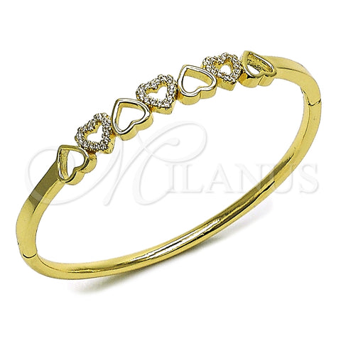 Aro Individual 07.413.0007.04 Oro Laminado, Diseño de Corazón, con Micro Pave Blanca, Pulido, Tono Dorado (Grosor 07.2 MM, Talla 4 (2,25 de Diámetro))
