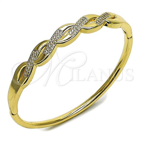 Aro Individual 07.413.0008.04 Oro Laminado, Diseño de Torcido, con Zirconia Cubica Blanca, Pulido, Tono Dorado (Grosor 08.2 MM, Talla 4 (2,25 de Diámetro))