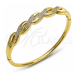 Aro Individual 07.413.0008.04 Oro Laminado, Diseño de Torcido, con Zirconia Cubica Blanca, Pulido, Tono Dorado (Grosor 08.2 MM, Talla 4 (2,25 de Diámetro))