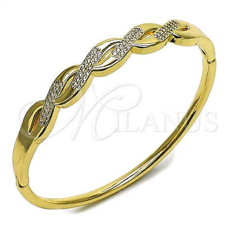 Aro Individual 07.413.0008.04 Oro Laminado, Diseño de Torcido, con Zirconia Cubica Blanca, Pulido, Tono Dorado (Grosor 08.2 MM, Talla 4 (2,25 de Diámetro))