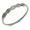 Aro Individual 07.413.0008.1.04 Rodio Laminado, Diseño de Torcido, con Micro Pave Blanca, Pulido, Rodinado (Grosor 08.2 MM, Talla 4 (2,25 de Diámetro))