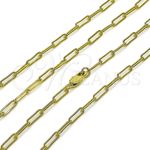 Gargantilla Basica 04.213.0274.20 Oro Laminado, Diseño de Paperclip, Pulido, Tono Dorado (Grosor 03 MM, 20 Pulgadas de Largo)