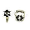 Argolla Huggie 02.210.0878.3.16 Rodio Laminado, Diseño de Cluster, con Zirconia Cubica Negro, Pulido, Rodinado
