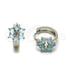 Argolla Huggie 02.210.0878.4.16 Rodio Laminado, Diseño de Cluster, con Zirconia Cubica Light Turquoise, Pulido, Rodinado