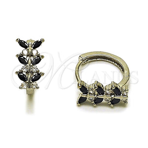 Argolla Huggie 02.210.0895.16 Rodio Laminado, Diseño de Mariposa, con Zirconia Cubica Negro y Blanca, Pulido, Rodinado