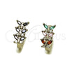 Argolla Huggie 02.210.0895.1.16 Rodio Laminado, Diseño de Mariposa, con Zirconia Cubica Multicolor, Pulido, Rodinado