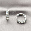 Argolla Huggie 02.210.0896.16 Rodio Laminado, con Zirconia Cubica Blanca, Pulido, Rodinado