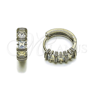 Argolla Huggie 02.210.0896.16 Rodio Laminado, con Zirconia Cubica Blanca, Pulido, Rodinado