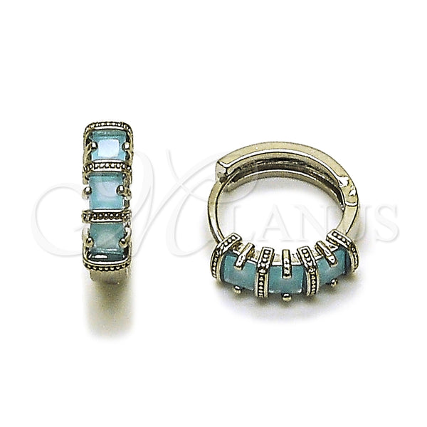 Argolla Huggie 02.210.0896.1.16 Rodio Laminado, con Zirconia Cubica Light Turquoise, Pulido, Rodinado