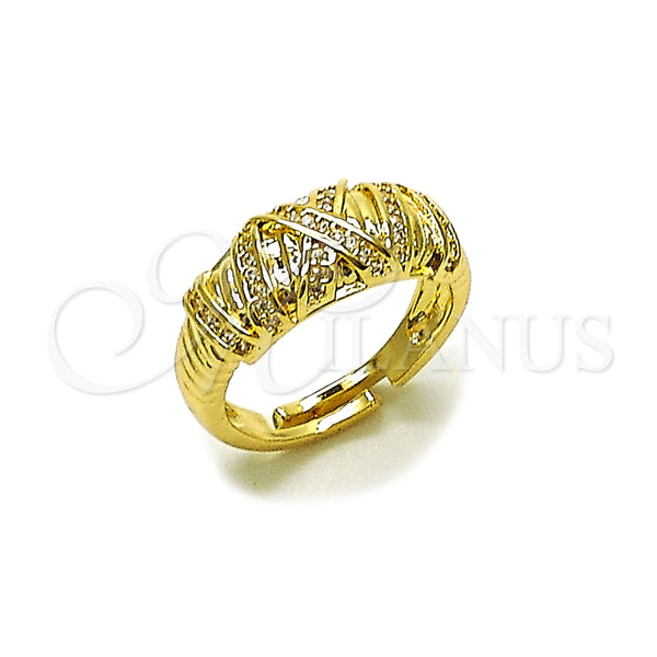 Anillo Multi Piedra 01.438.0011.1 Oro Laminado, con Zirconia Cubica Blanca, Pulido, Tono Dorado (Talla Unica)