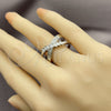 Anillo Multi Piedra 01.438.0014 Rodio Laminado, Diseño de Baguette, con Zirconia Cubica Blanca y Micro Pave Blanca, Pulido, Rodinado (Talla Unica)