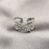 Anillo Multi Piedra 01.438.0014 Rodio Laminado, Diseño de Baguette, con Zirconia Cubica Blanca y Micro Pave Blanca, Pulido, Rodinado (Talla Unica)