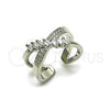 Anillo Multi Piedra 01.438.0014 Rodio Laminado, Diseño de Baguette, con Zirconia Cubica Blanca y Micro Pave Blanca, Pulido, Rodinado (Talla Unica)