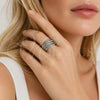 Anillo Multi Piedra 01.438.0015 Rodio Laminado, Diseño de Torcido, con Micro Pave Blanca, Pulido, Rodinado (Talla Unica)