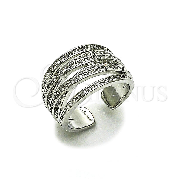 Anillo Multi Piedra 01.438.0015 Rodio Laminado, Diseño de Torcido, con Micro Pave Blanca, Pulido, Rodinado (Talla Unica)
