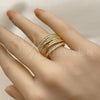 Anillo Multi Piedra 01.438.0015.1 Oro Laminado, Diseño de Torcido, Pulido, Tono Dorado (Talla Unica)