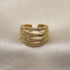 Anillo Multi Piedra 01.438.0015.1 Oro Laminado, Diseño de Torcido, Pulido, Tono Dorado (Talla Unica)