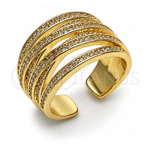 Anillo Multi Piedra 01.438.0015.1 Oro Laminado, Diseño de Torcido, Pulido, Tono Dorado (Talla Unica)