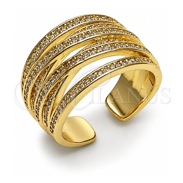 Anillo Multi Piedra 01.438.0015.1 Oro Laminado, Diseño de Torcido, Pulido, Tono Dorado (Talla Unica)