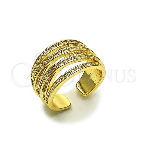 Anillo Multi Piedra 01.438.0015.1 Oro Laminado, Diseño de Torcido, Pulido, Tono Dorado (Talla Unica)