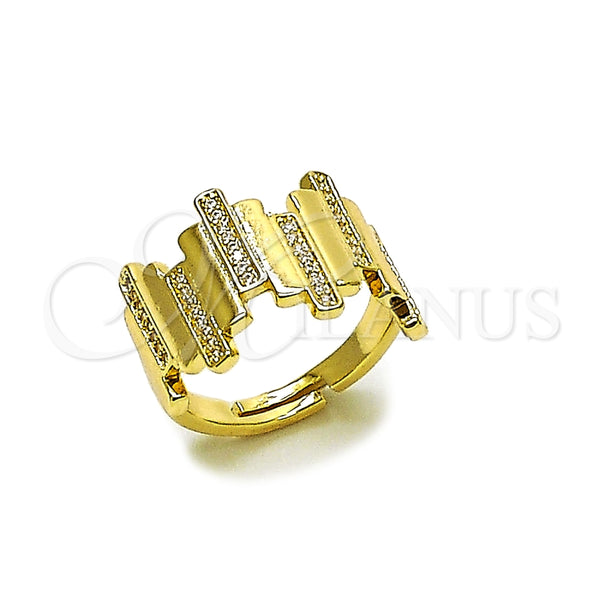 Anillo Multi Piedra 01.438.0016.1 Oro Laminado, con Micro Pave Blanca, Pulido, Tono Dorado (Talla Unica)