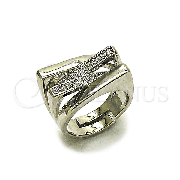 Anillo Multi Piedra 01.438.0017 Rodio Laminado, con Micro Pave Blanca, Pulido, Rodinado (Talla Unica)