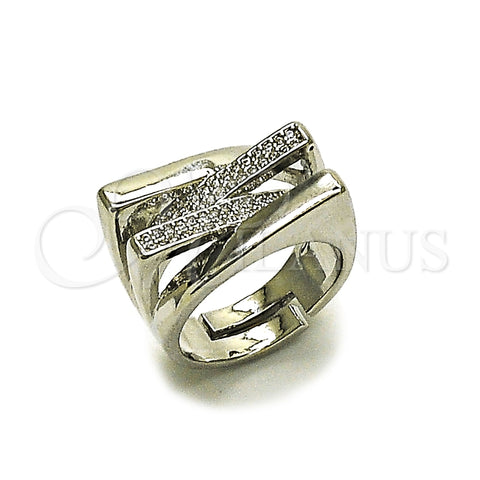 Anillo Multi Piedra 01.438.0017 Rodio Laminado, con Micro Pave Blanca, Pulido, Rodinado (Talla Unica)