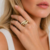 Anillo Multi Piedra 01.438.0017.1 Oro Laminado, con Micro Pave Blanca, Pulido, Tono Dorado (Talla Unica)