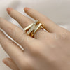 Anillo Multi Piedra 01.438.0017.1 Oro Laminado, con Micro Pave Blanca, Pulido, Tono Dorado (Talla Unica)