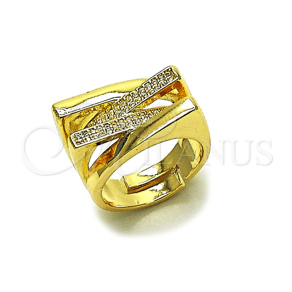 Anillo Multi Piedra 01.438.0017.1 Oro Laminado, con Micro Pave Blanca, Pulido, Tono Dorado (Talla Unica)