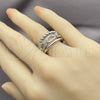 Anillo Multi Piedra 01.438.0018 Oro Laminado Blanco, Diseño de Paperclip y Torcido, con Micro Pave Blanca, Pulido, Rodinado (Talla Unica)