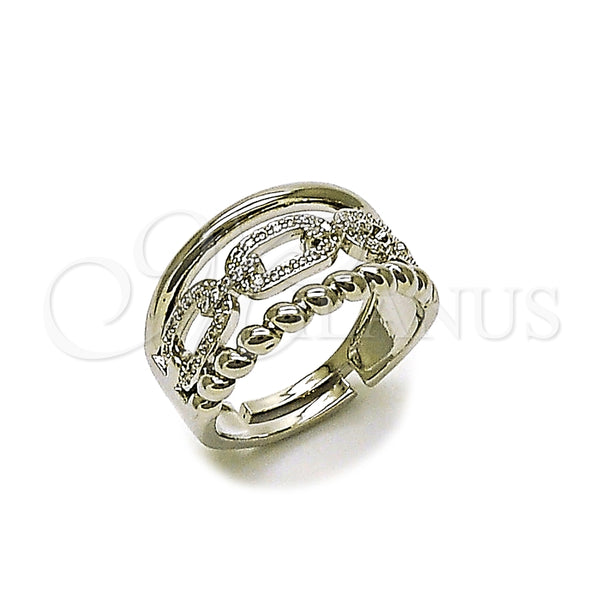Anillo Multi Piedra 01.438.0018 Rodio Laminado, Diseño de Paperclip y Torcido, con Micro Pave Blanca, Pulido, Rodinado (Talla Unica)
