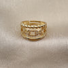 Anillo Multi Piedra 01.438.0018.1 Oro Laminado, Diseño de Paperclip y Torcido, con Micro Pave Blanca, Pulido, Tono Dorado (Talla Unica)