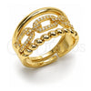 Anillo Multi Piedra 01.438.0018.1 Oro Laminado, Diseño de Paperclip y Torcido, con Micro Pave Blanca, Pulido, Tono Dorado (Talla Unica)