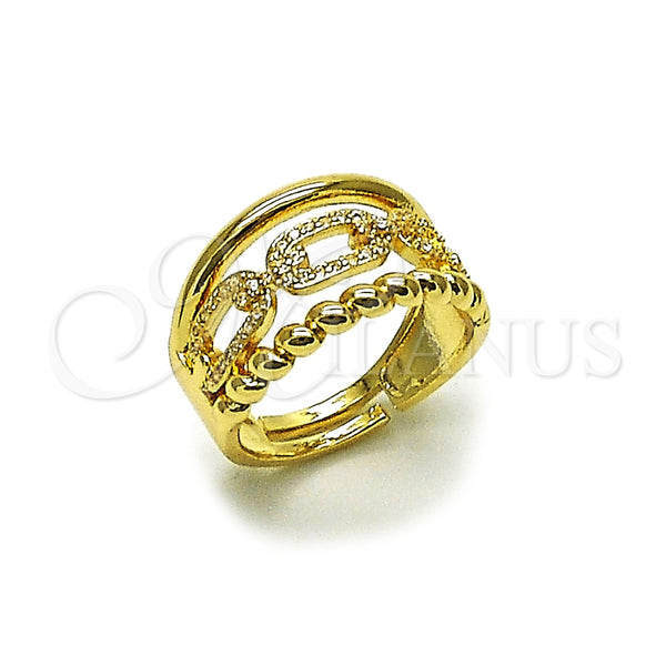 Anillo Multi Piedra 01.438.0018.1 Oro Laminado, Diseño de Paperclip y Torcido, con Micro Pave Blanca, Pulido, Tono Dorado (Talla Unica)