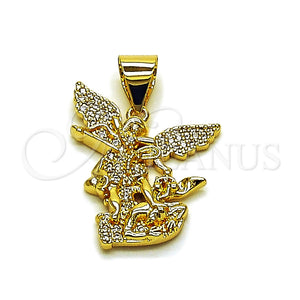 Dije Religioso 05.342.0239 Oro Laminado, Diseño de Dinero, con Micro Pave Blanca, Pulido, Tono Dorado