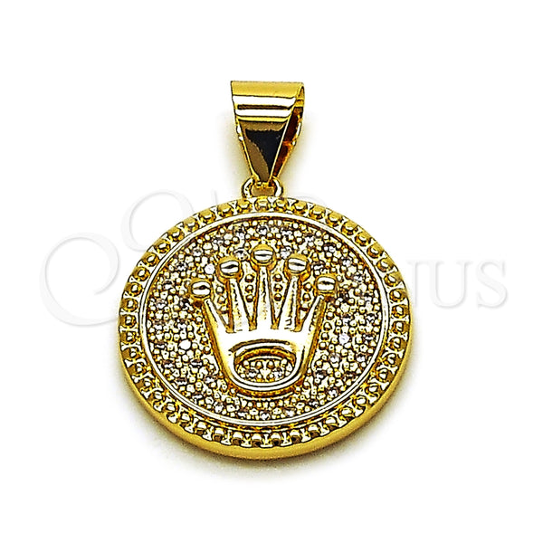 Dije Elegante 05.342.0240 Oro Laminado, con Zirconia Cubica Blanca, Pulido, Tono Dorado