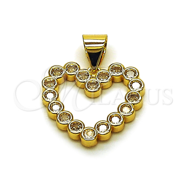 Dije Elegante 05.342.0242 Oro Laminado, Diseño de Corazón, con Zirconia Cubica Blanca, Pulido, Tono Dorado