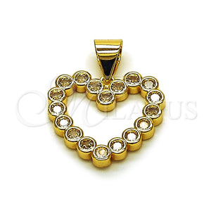 Dije Elegante 05.342.0242 Oro Laminado, Diseño de Corazón, con Zirconia Cubica Blanca, Pulido, Tono Dorado