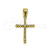 Dije Religioso 05.342.0245 Oro Laminado, Diseño de Cruz, con Zirconia Cubica Blanca, Pulido, Tono Dorado