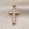 Dije Religioso 05.342.0249 Oro Laminado, Diseño de Cruz, con Zirconia Cubica Blanca, Pulido, Tono Dorado