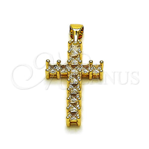 Dije Religioso 05.342.0249 Oro Laminado, Diseño de Cruz, con Zirconia Cubica Blanca, Pulido, Tono Dorado