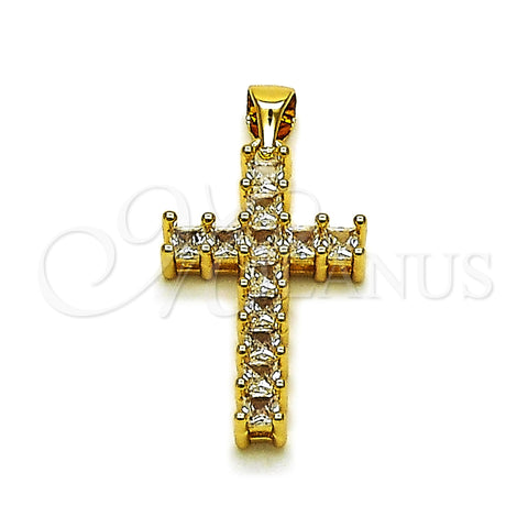 Dije Religioso 05.342.0249 Oro Laminado, Diseño de Cruz, con Zirconia Cubica Blanca, Pulido, Tono Dorado